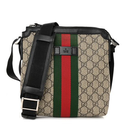 Gucci GG Supreme Monogram Web Messenger Bag Black 1 of 10