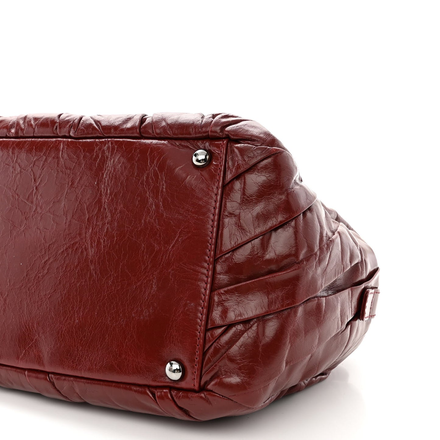 Glazed Calfskin Twisted Bowling Bag Red