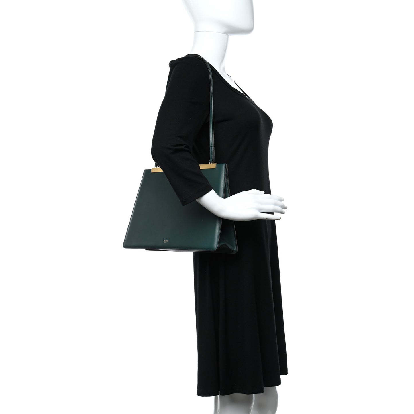 Smooth Calfskin Medium Clasp Shoulder Bag Forest