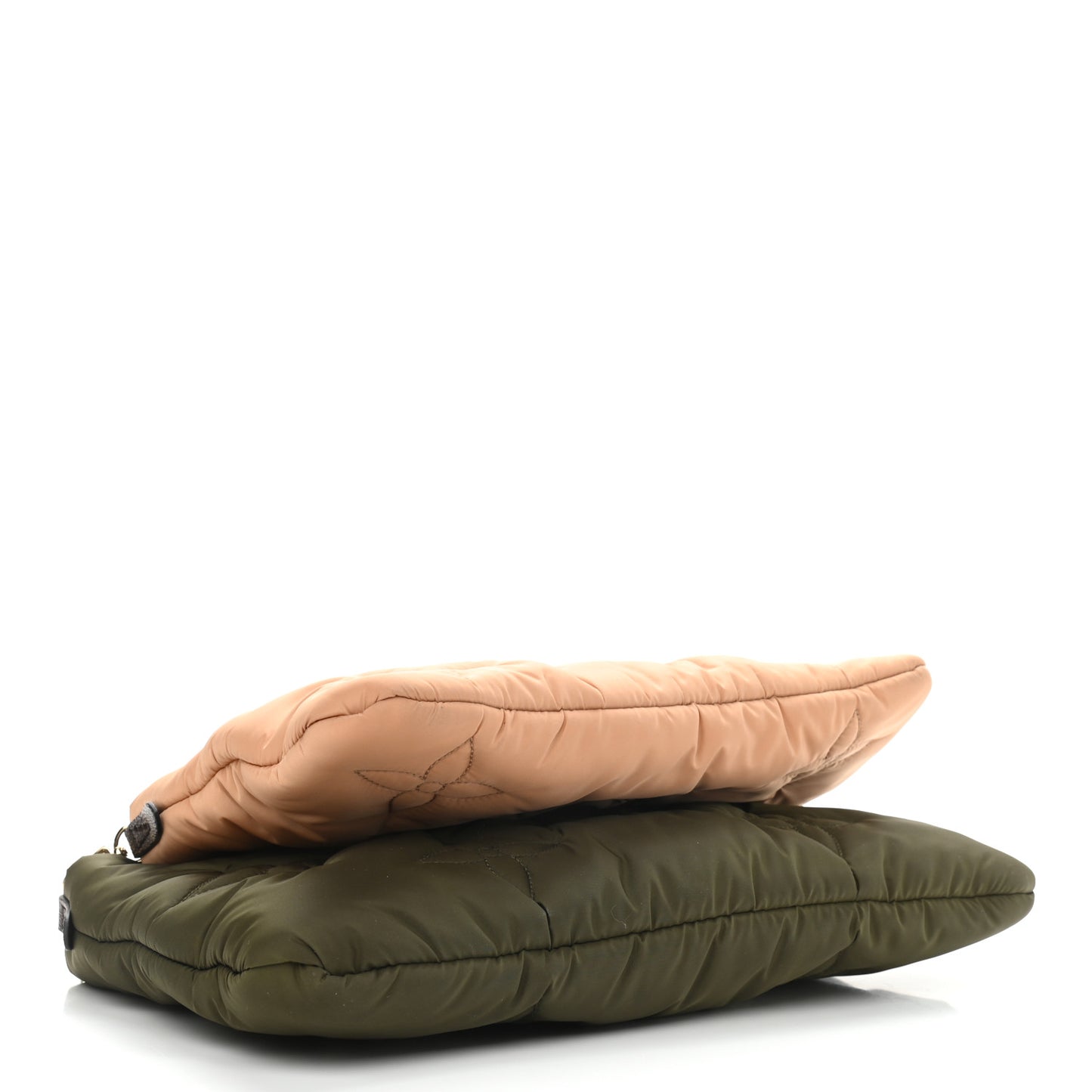 Econyl Monogram Pillow Maxi Multi Pochette Accessories Kaki Beige