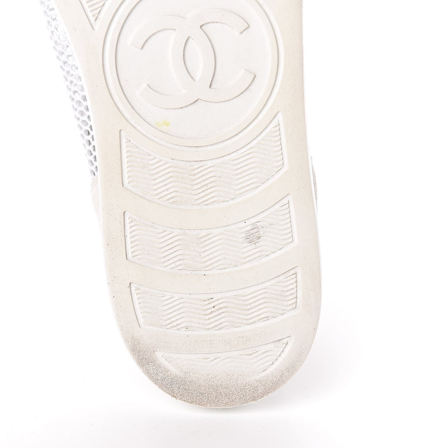 Fabric Mesh Suede Calfskin High Top Sneakers 41 White