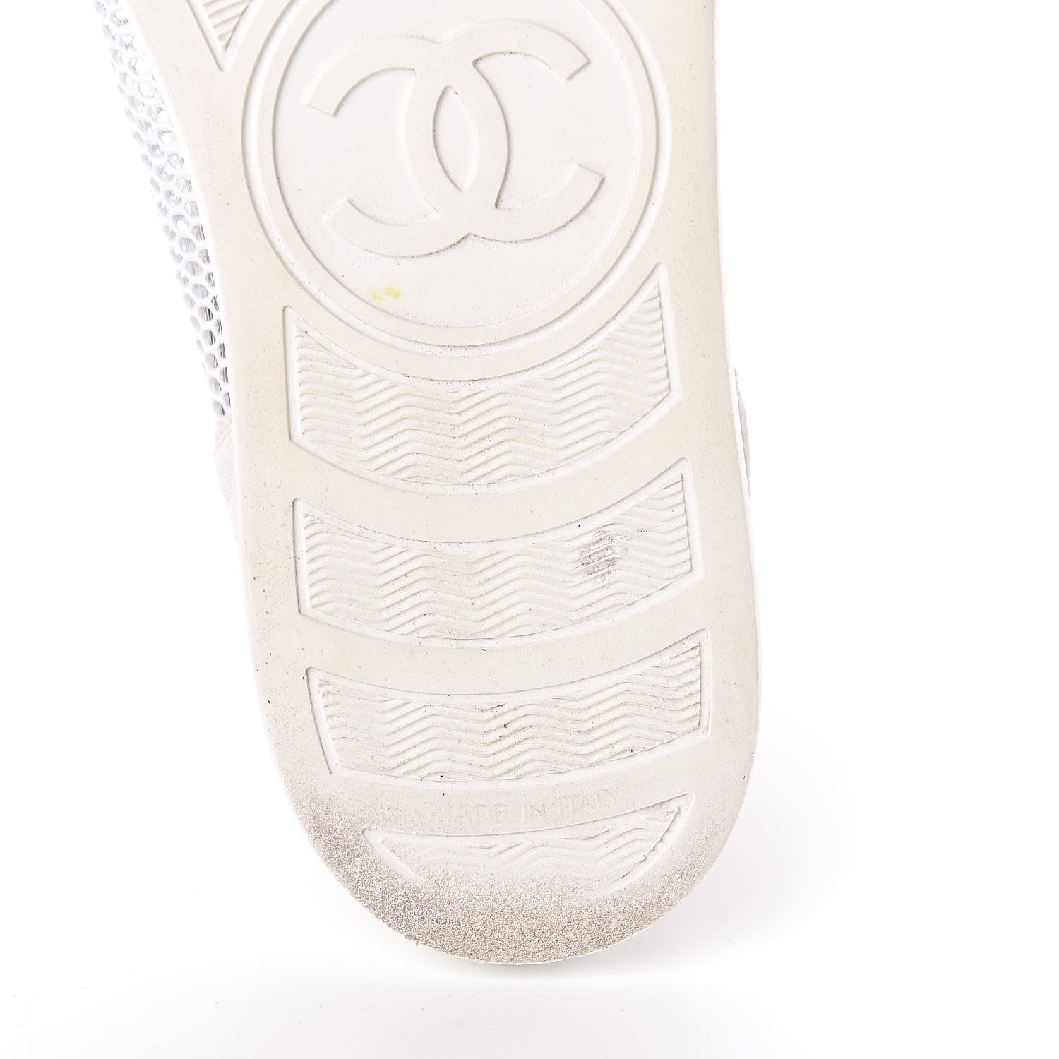 Chanel Fabric Mesh Suede Calfskin High Top Sneakers 41 White 12 of 13