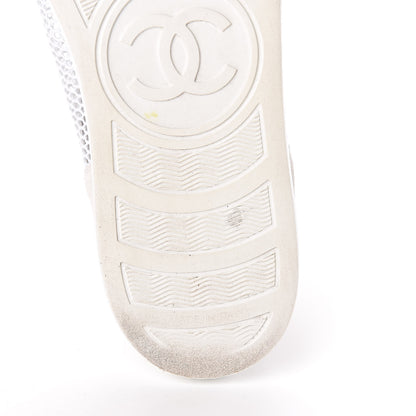 Chanel Fabric Mesh Suede Calfskin High Top Sneakers 41 White 12 of 13