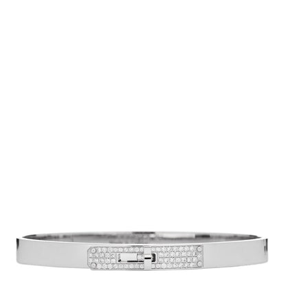 Hermes 18K White Gold Diamond PM Kelly Pave Bracelet SH 1 of 4