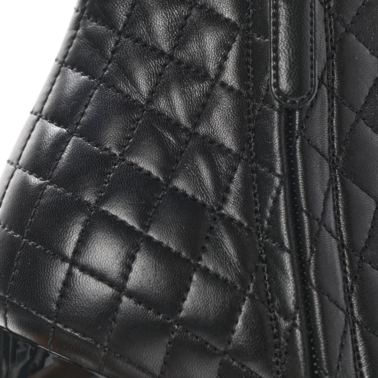 Chanel Lambskin Quilted Patent Short Boots 37.5 Black 8 of 12
