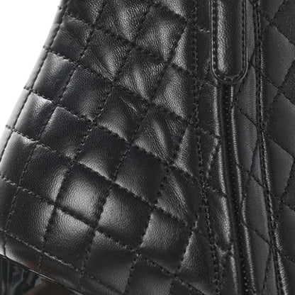Chanel Lambskin Quilted Patent Short Boots 37.5 Black 8 of 12