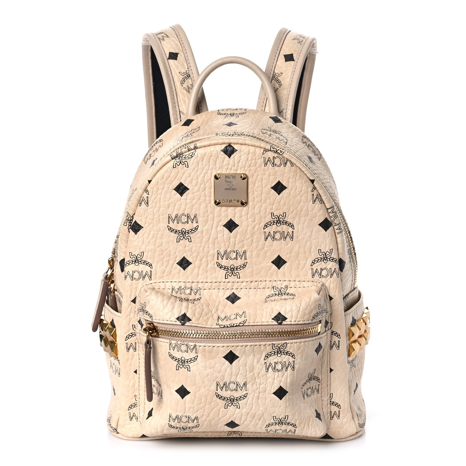 MCM Visetos Side Stud Mini Stark Backpack Beige 1 of 8
