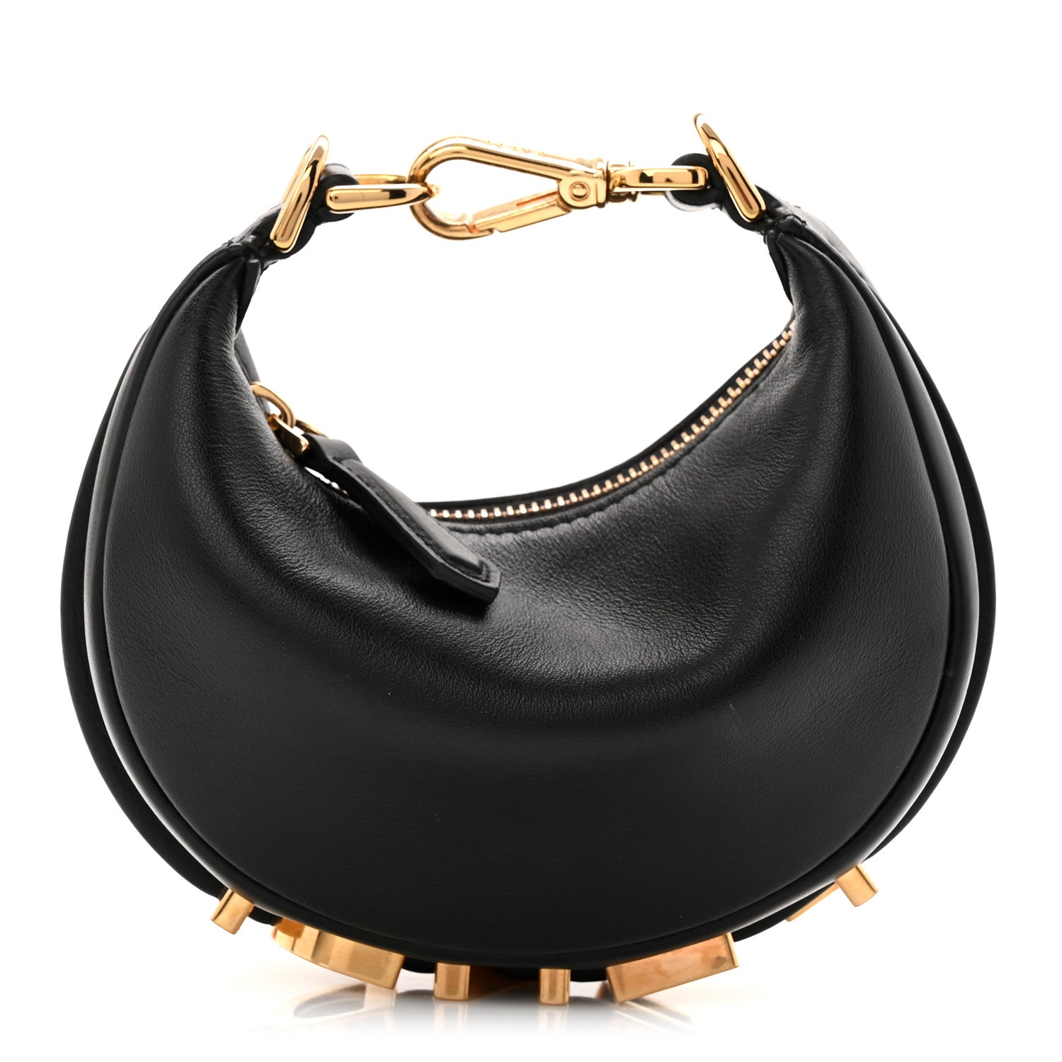 Fendi Vitello Grace Matte Nano Fendigraphy Hobo Charm Black 1 of 10