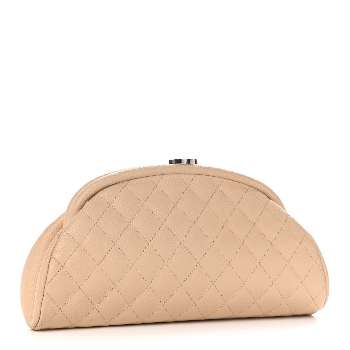 Caviar Quilted Timeless Clutch Beige Clair