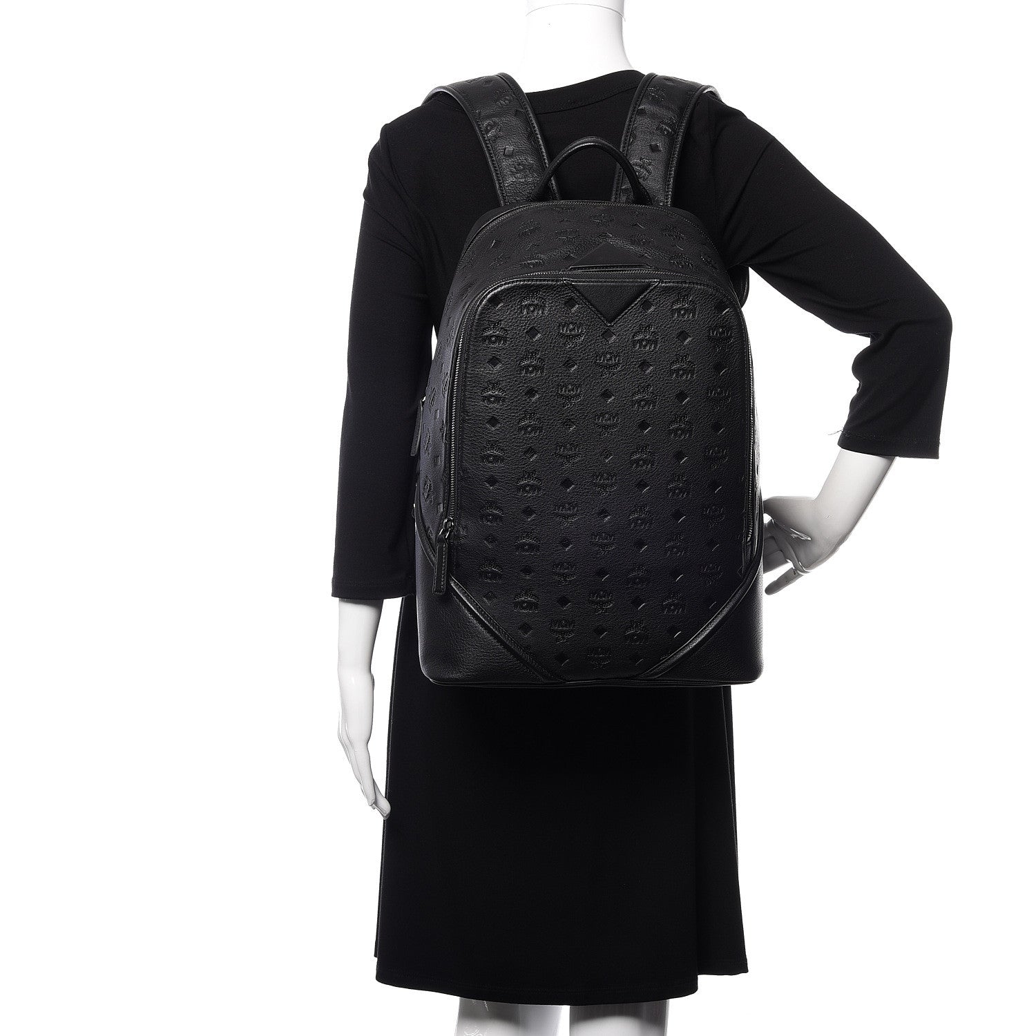 MCM Calfskin Ottomar Monogram Duke Backpack Black 2 of 10