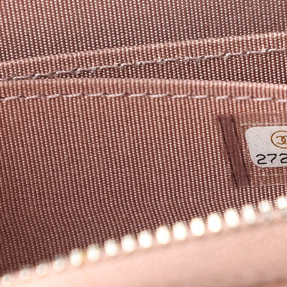 Chanel Metallic Caviar Chevron Quilted Vintage Mademoiselle Zip Coin Purse Pink 9 of 12