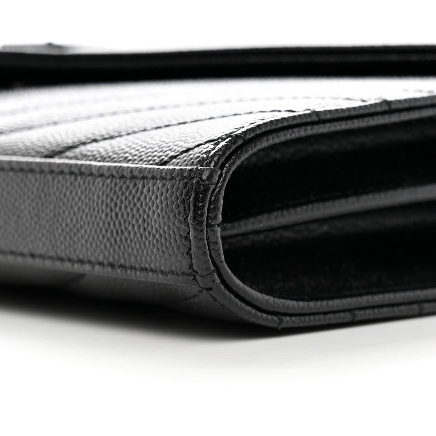 Grain De Poudre Matelasse Chevron Monogram Monochrome Chain Wallet Black