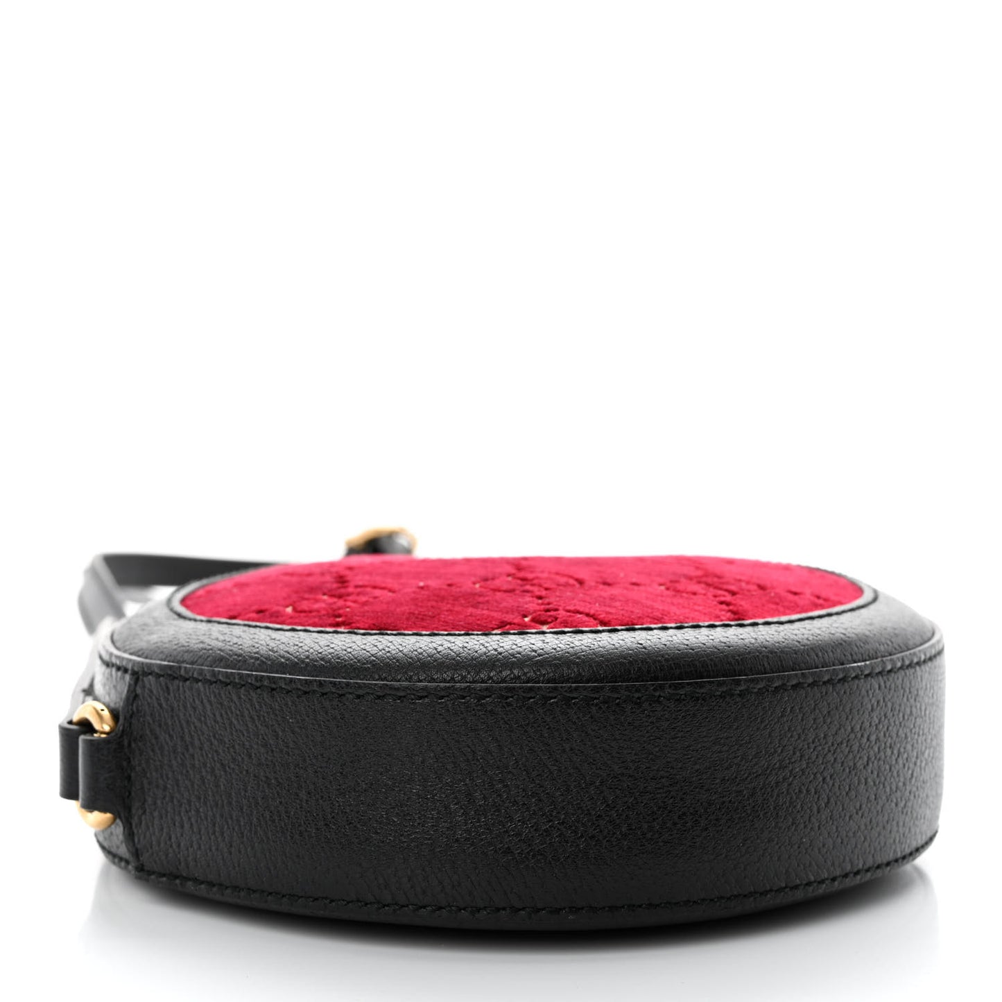 Velvet GG Monogram Textured Calfskin Round Shoulder Bag Red Cipria Black