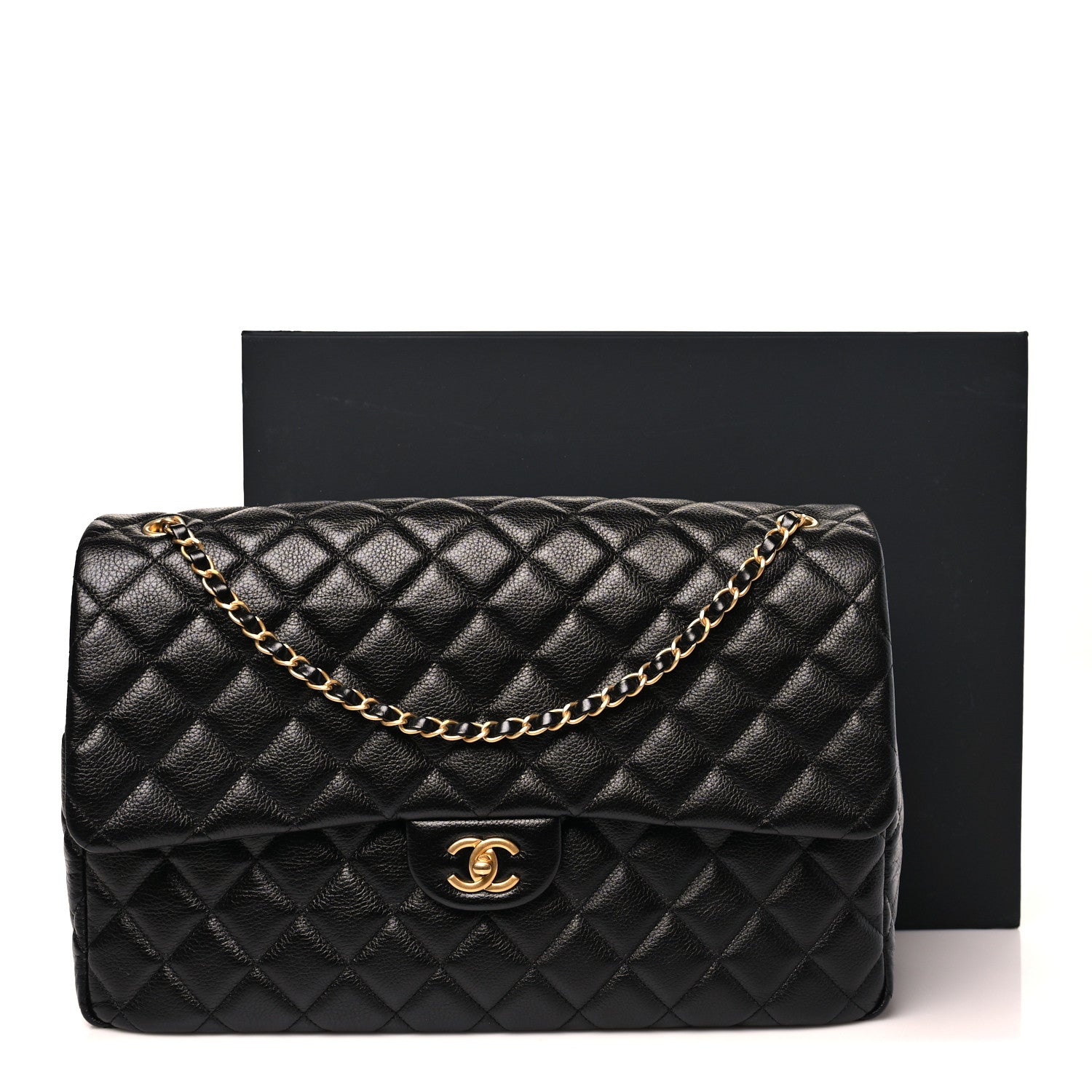 Chanel Grained Calfskin Quilted XXL Travel Flap Bag Black 10 of 10
