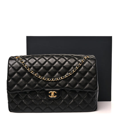 Chanel Grained Calfskin Quilted XXL Travel Flap Bag Black 10 of 10