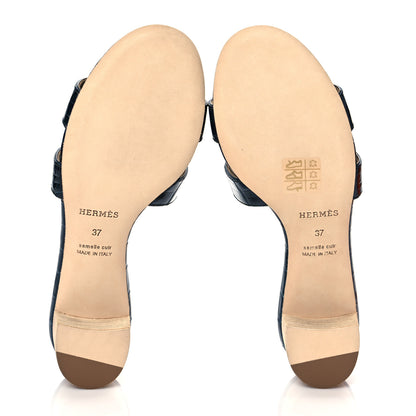 Hermes Shiny Alligator Oasis Sandals 37 5 of 9