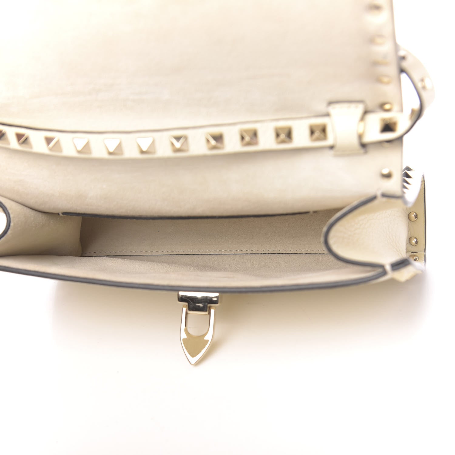 Valentino Garavani Pebbled Calfskin Medium Rockstud Flip Lock Crossbody Bag Light Ivory 5 of 10