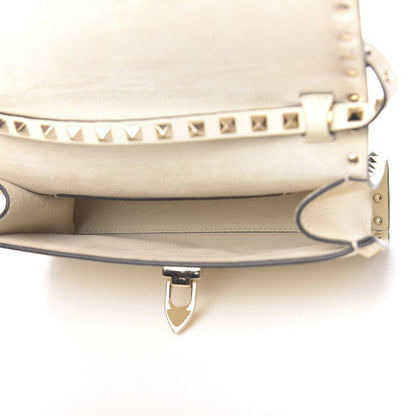 Valentino Garavani Pebbled Calfskin Medium Rockstud Flip Lock Crossbody Bag Light Ivory 5 of 10