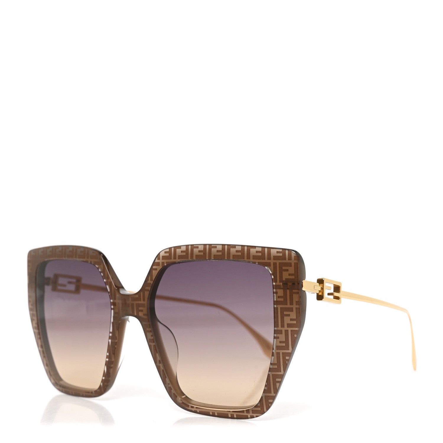 Fendi Acetate FF Butterfly Sunglasses FE40012U Gold Brown 1 of 7