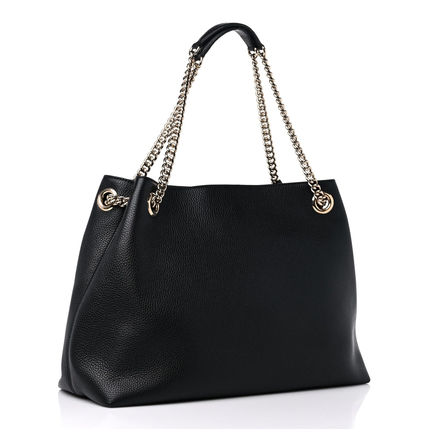 Pebbled Calfskin Medium Soho Chain Shoulder Bag Black