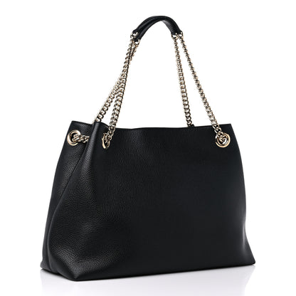 Gucci Pebbled Calfskin Medium Soho Chain Shoulder Bag Black 3 of 10