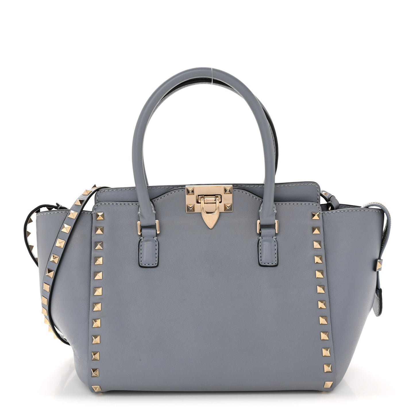 Vitello Rockstud Small Double Handle Tote Grey Blue