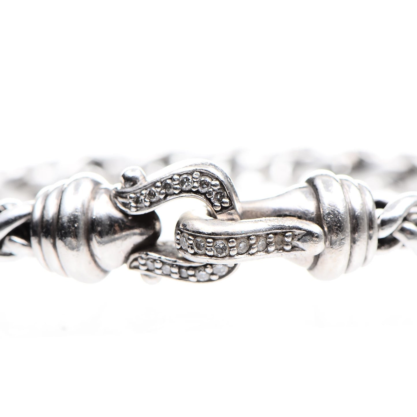 Sterling Silver Diamond 6mm Wheat Chain Bracelet L