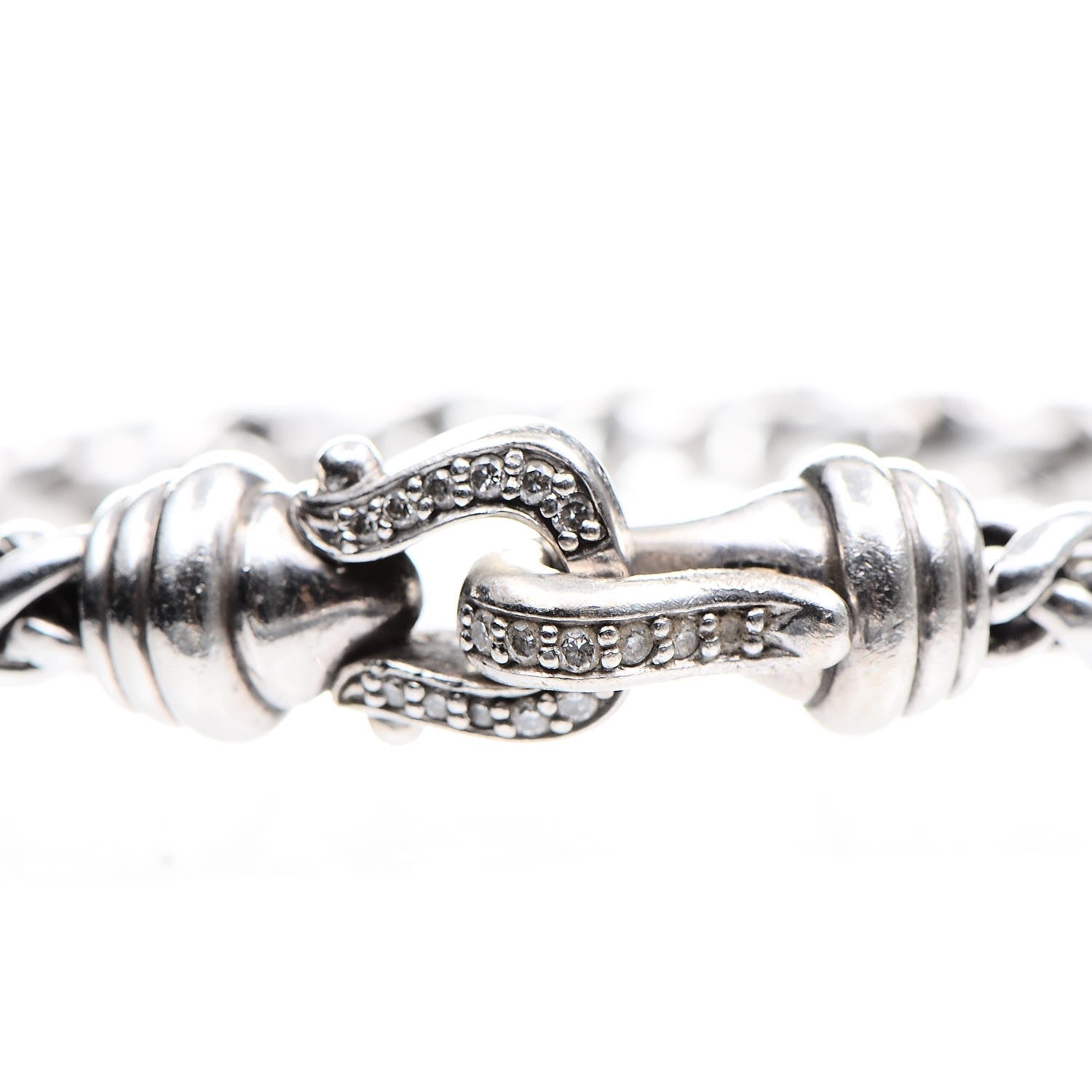 David Yurman Sterling Silver Diamond 6mm Wheat Chain Bracelet L 4 of 5
