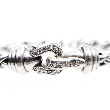 David Yurman Sterling Silver Diamond 6mm Wheat Chain Bracelet L 4 of 5