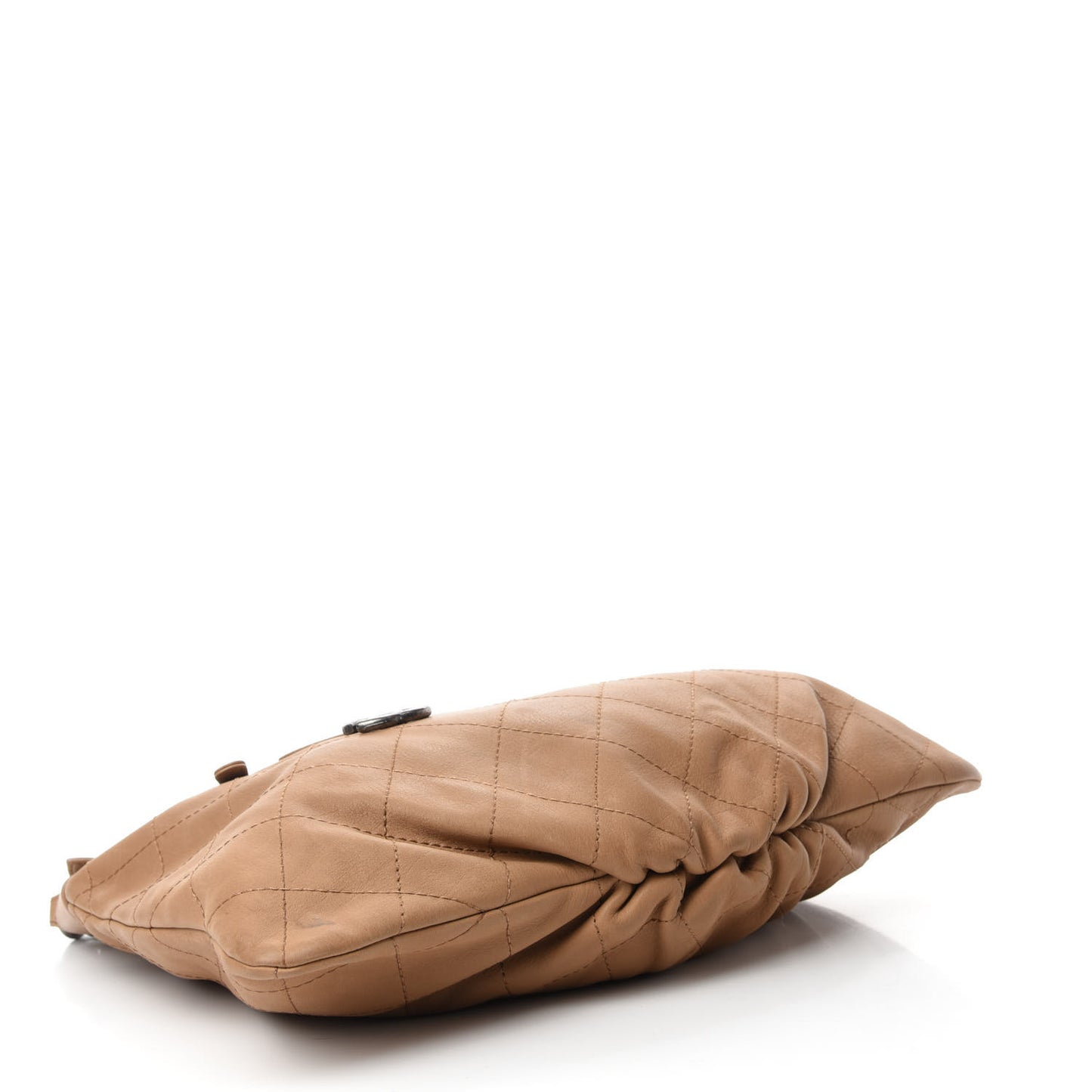 Calfskin Stitched Double Zip Hobo Beige