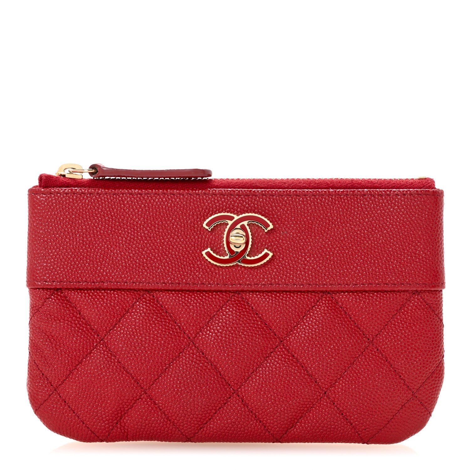 Chanel Caviar Quilted Small Vintage Mademoiselle Cosmetic Case Red 1 of 8