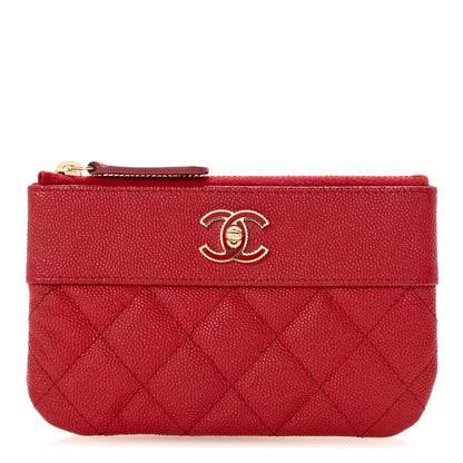Chanel Caviar Quilted Small Vintage Mademoiselle Cosmetic Case Red 1 of 8