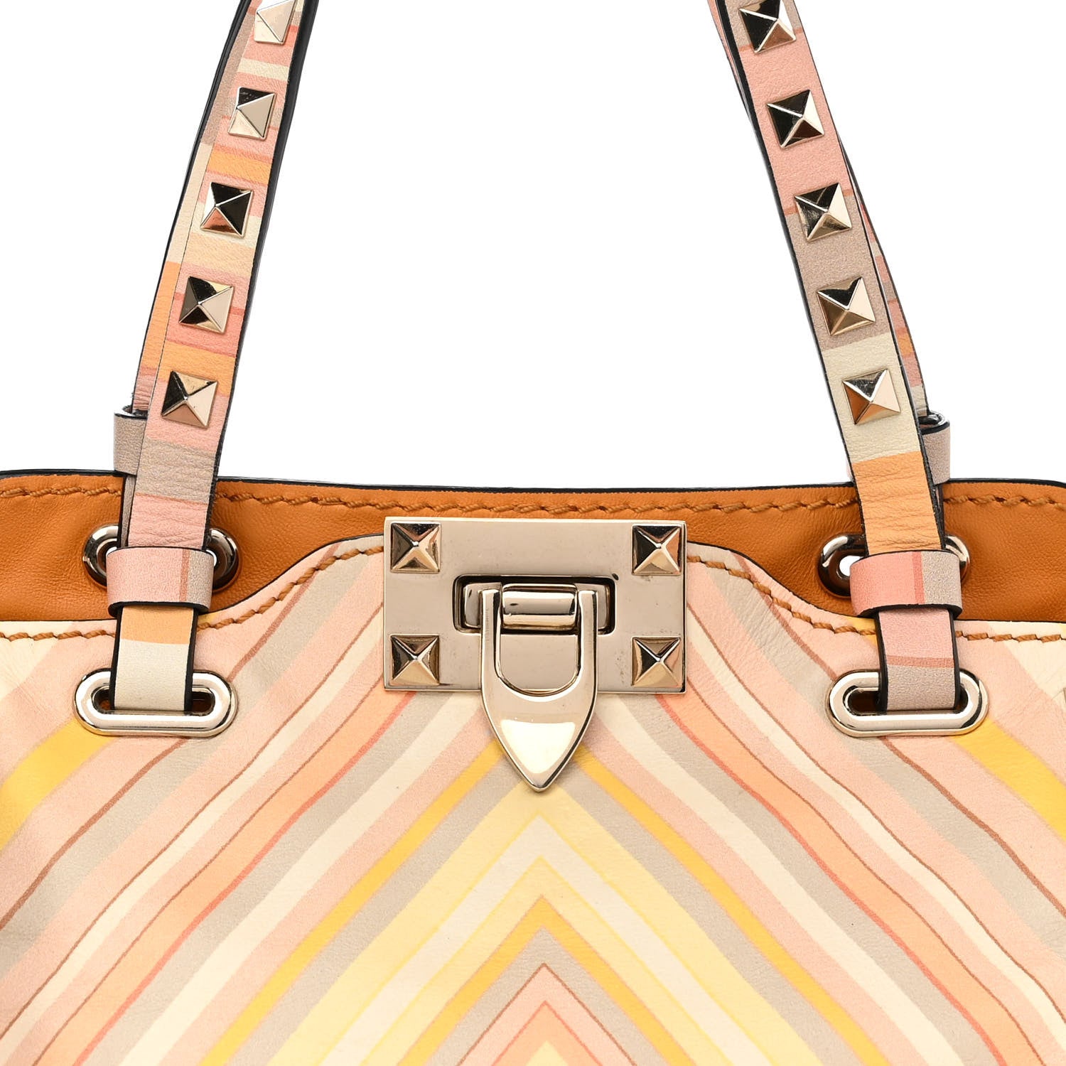 Valentino Garavani Vitello Native Couture 1975 Mini Rockstud Tote Mandarin Sorbet 8 of 17
