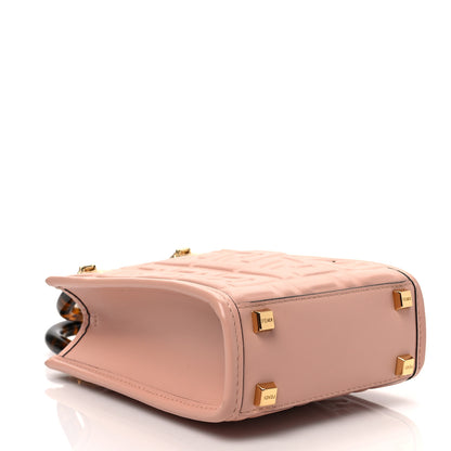 Fendi Vitello Plexiglass FF Embossed Mini Fendi Sunshine Shopper Tote Baby Pink 3 of 6