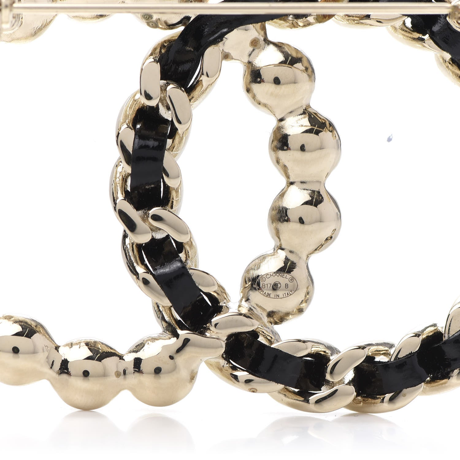 Chanel Lambskin Pearl CC Chain Brooch Black Gold 4 of 5