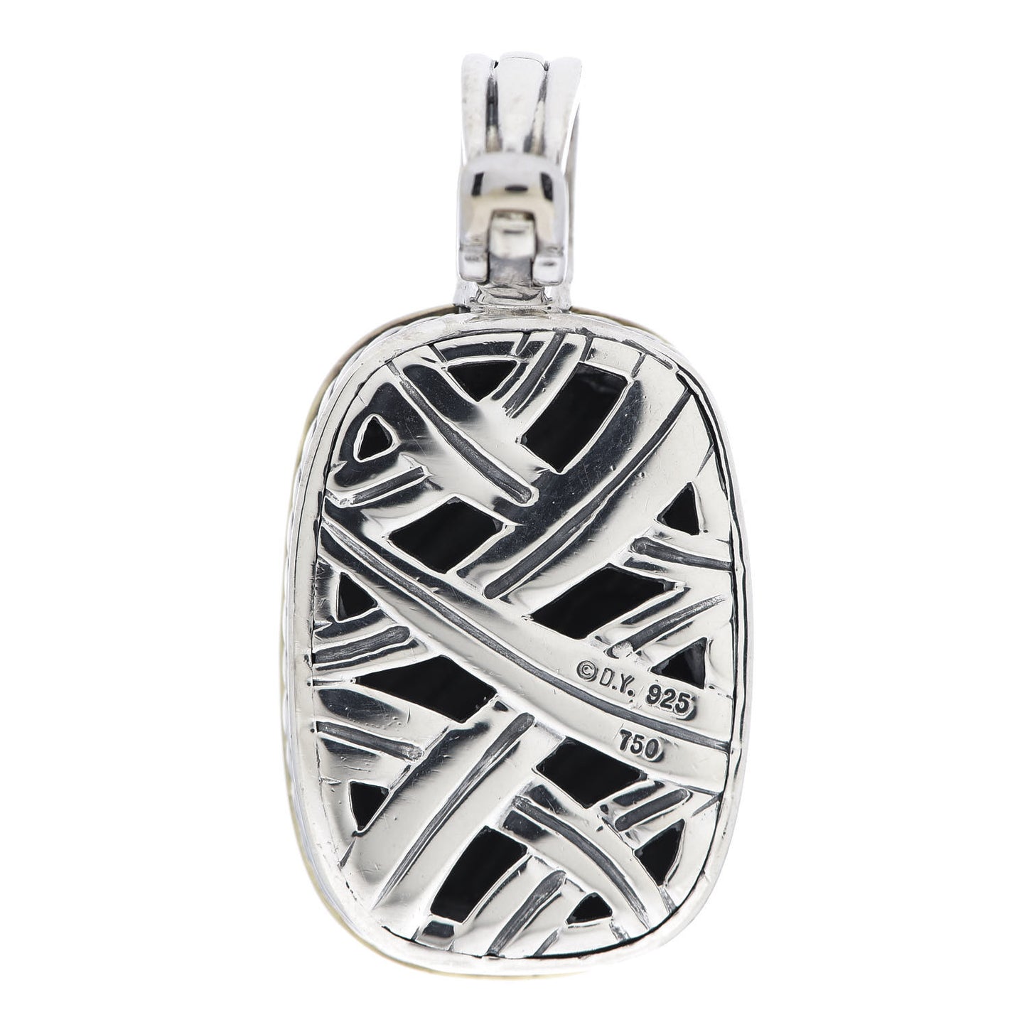 Sterling Silver 18K Yellow Gold Diamond Sculpted Cable Enhancer Pendant