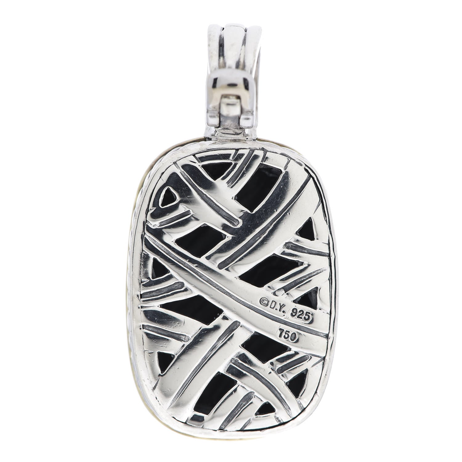 David Yurman Sterling Silver 18K Yellow Gold Diamond Sculpted Cable Enhancer Pendant 2 of 3