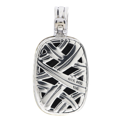 David Yurman Sterling Silver 18K Yellow Gold Diamond Sculpted Cable Enhancer Pendant 2 of 3