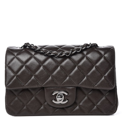 Chanel Lambskin Quilted Mini Rectangular Flap Dark Brown 1 of 17
