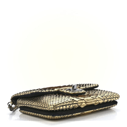 Chanel Metallic Snakeskin Flap Bag Gold 3 of 12