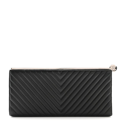 Chanel Lambskin Chevron Evening Clutch Black 1 of 8
