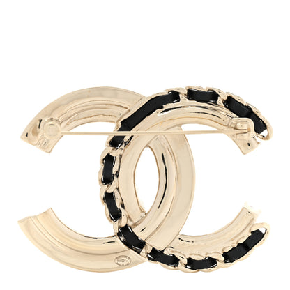 Chanel Lambskin Pearl Crystal Quilted CC Brooch Black Gold 3 of 5