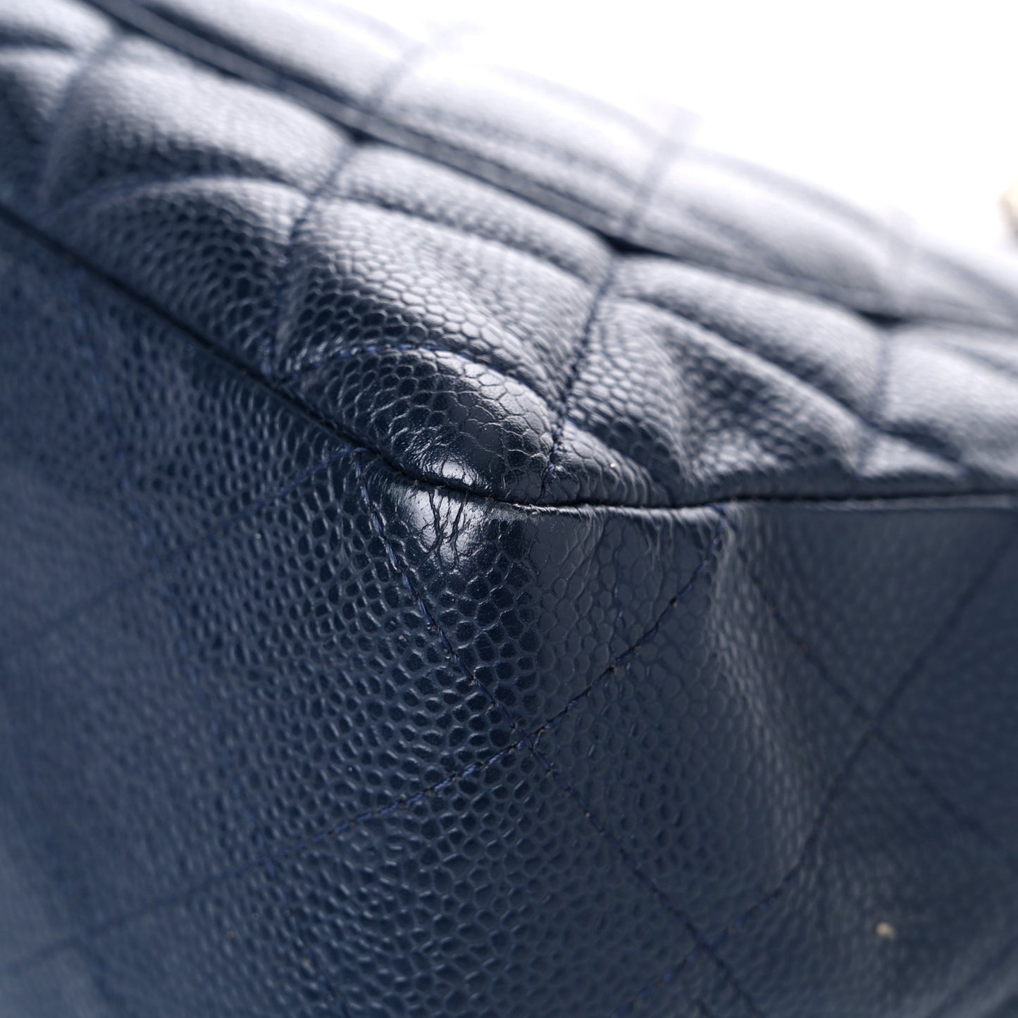 Caviar Quilted Jumbo Double Flap Navy Blue
