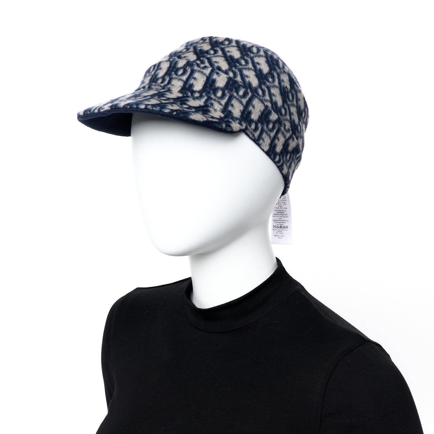 Christian Dior Wool Oblique Reversible Chic Military Cap 57 Blue 4 of 17