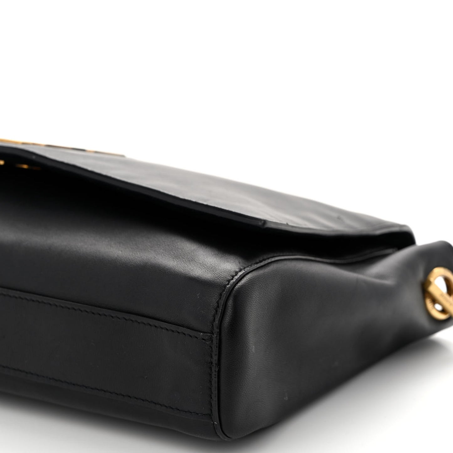 Smooth Calfskin Suede Medium Reversible Monogram Kate Satchel Black