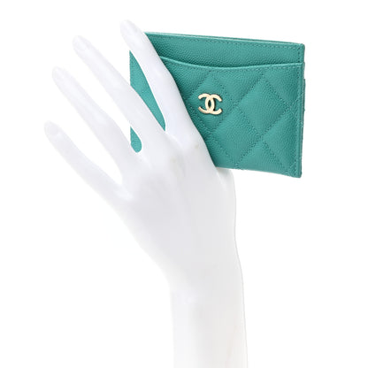 Chanel Caviar Quilted Card Holder Turquoise 2 of 8