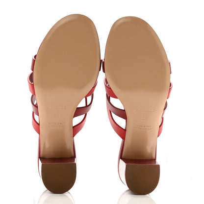Hermes Calfskin Amica Sandals 38 Rouge Grenat Orange Solaire 5 of 10