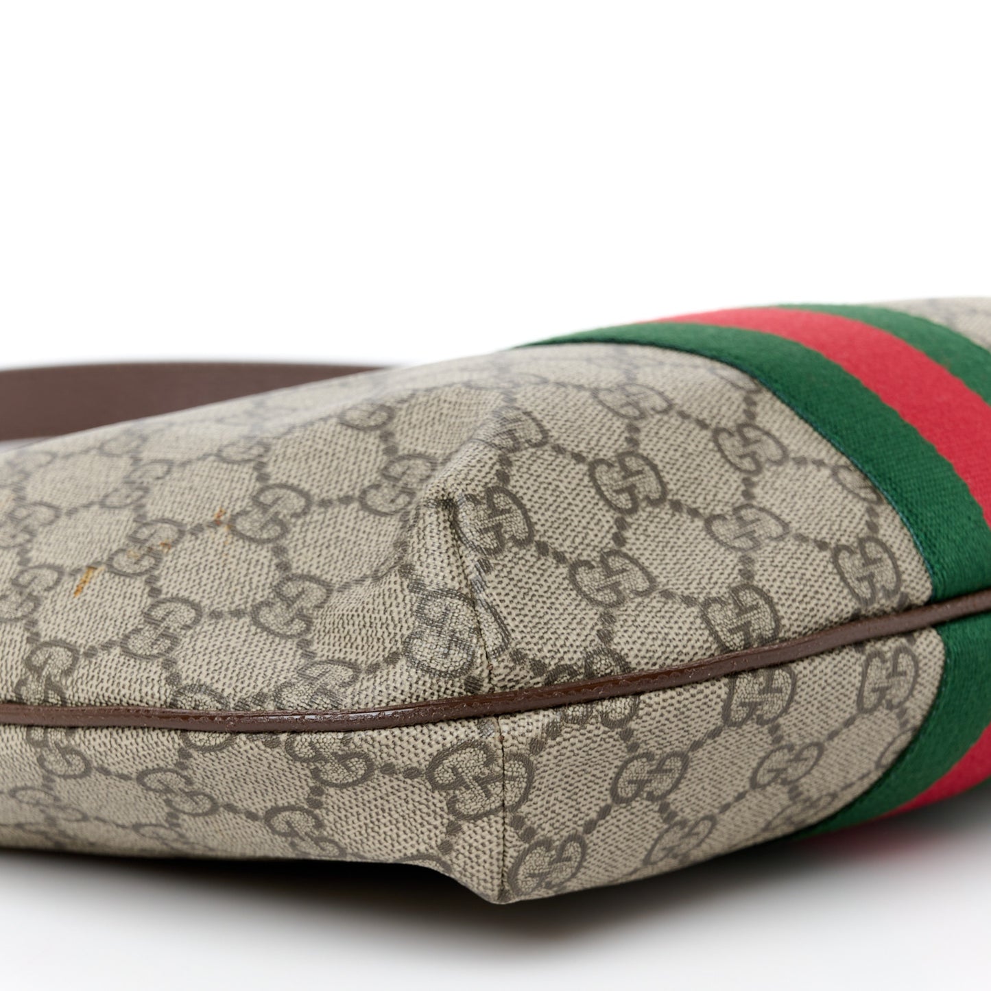 GG Supreme Monogram Web Small Ophidia Half Moon Hobo Brown