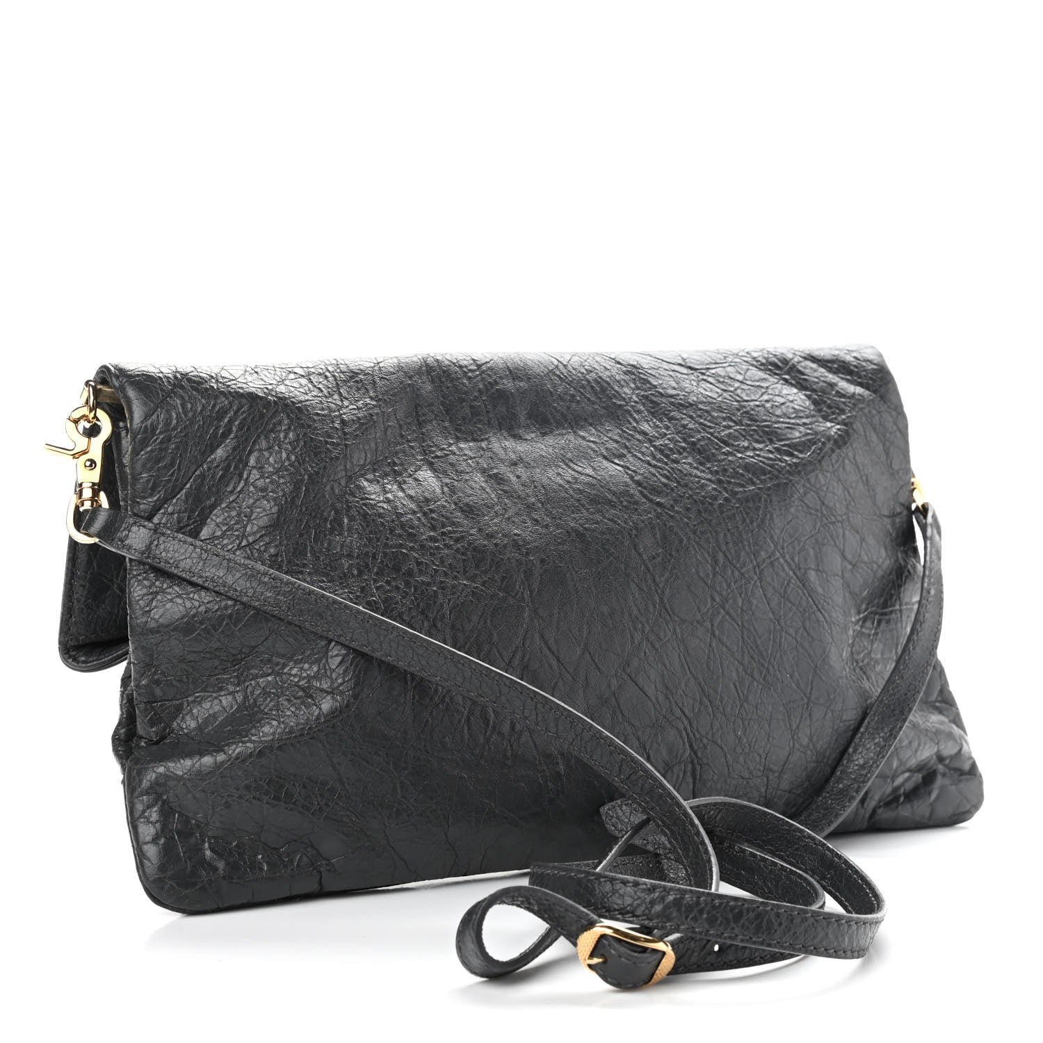 Balenciaga Agneau Giant 12 Gold Hardware Envelope Strap Clutch Gris Fossile 4 of 10