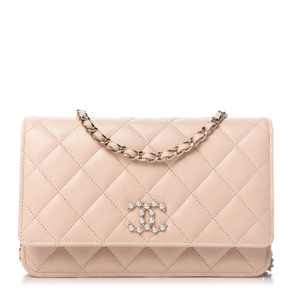 Chanel Caviar Quilted Coco Candy Wallet On Chain WOC Beige 1 of 12